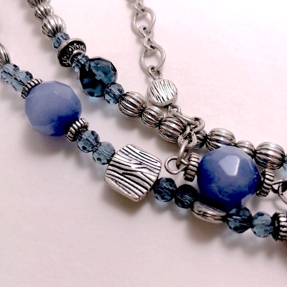Premier Designs Denim Multi Strand Beaded Necklace, 16” long with 4” extender - Picture 7 of 7